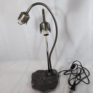 Vintage Lilypad Lamp Lily Pad 2 Stem Base NO SHADES Tulip Gooseneck Gold READ